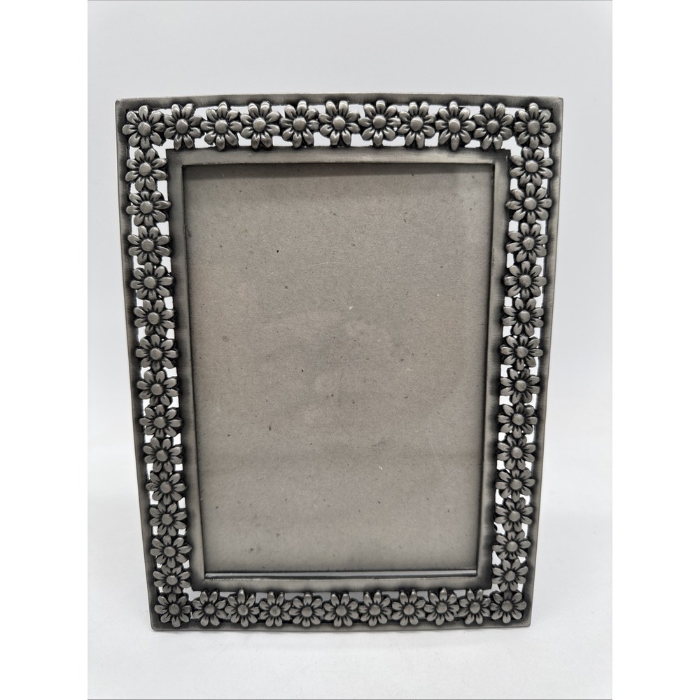 Pewter Flower 4.5" X 6.5" Display Picture Frame - 2 Way Display